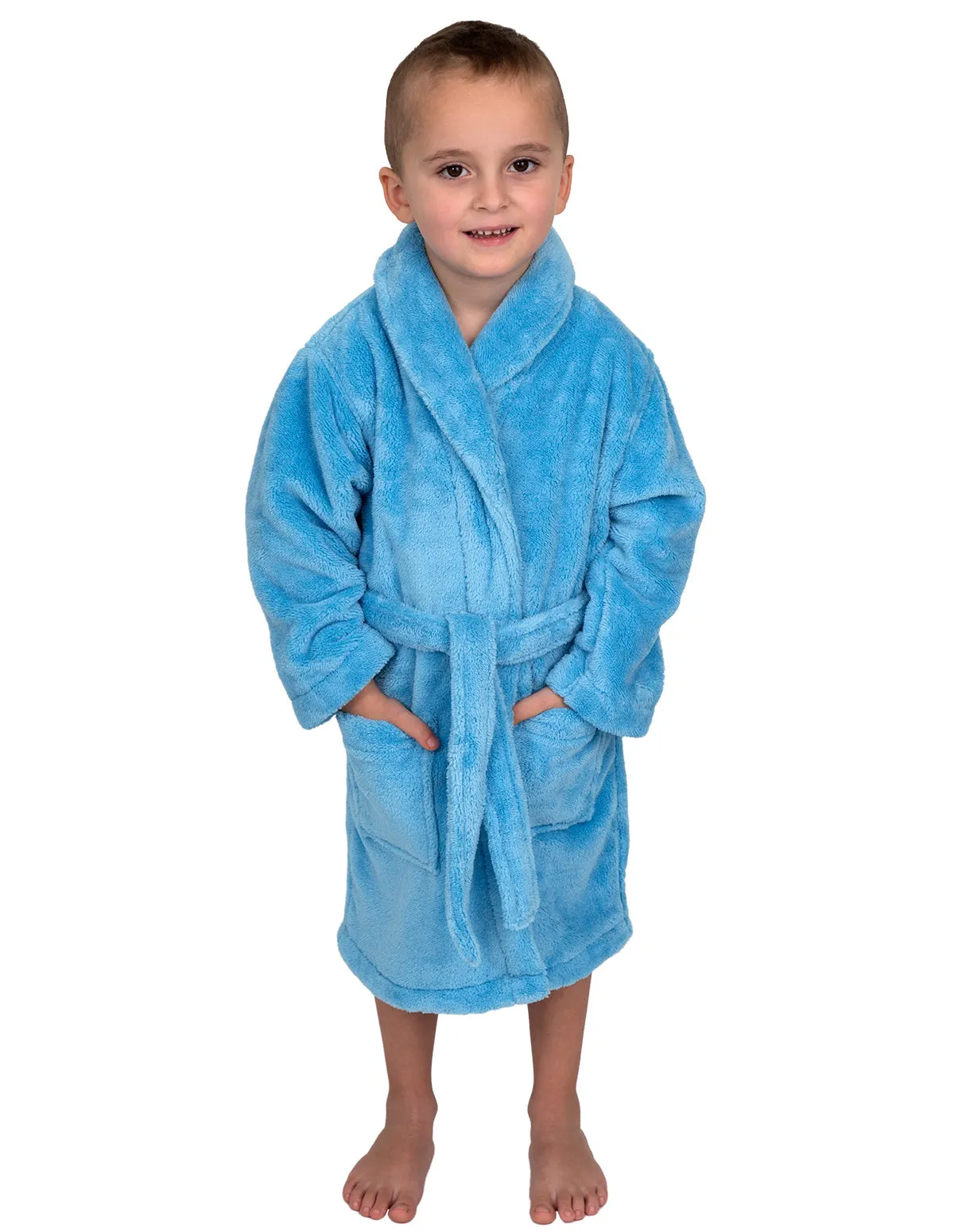 TowelSelections Boys Robe, Kids Plush Shawl Fleece Bathrobe