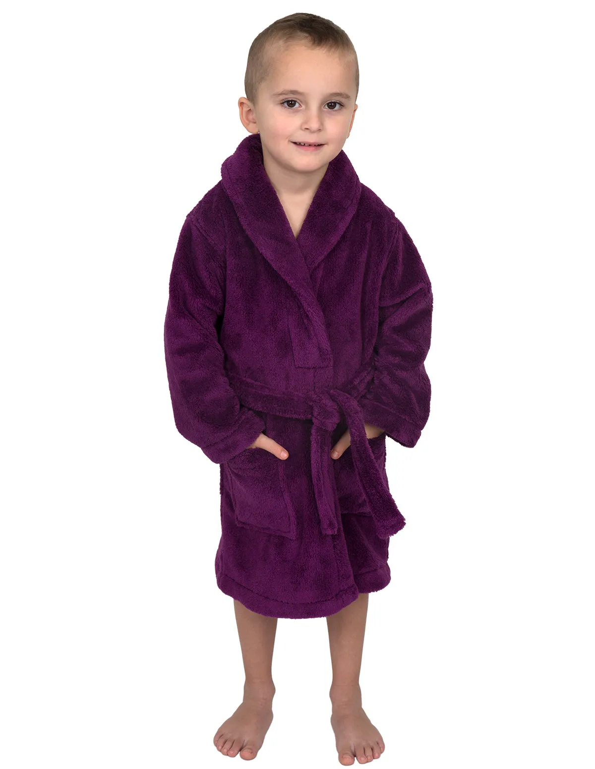 TowelSelections Boys Robe, Kids Plush Shawl Fleece Bathrobe