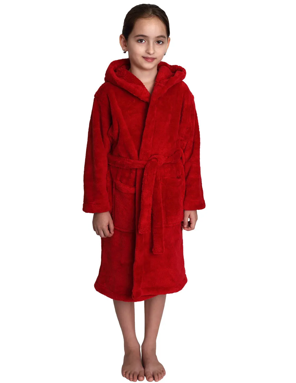 TowelSelections Girls Robe, Kids Soft Plush Hooded Fleece Bathrobe
