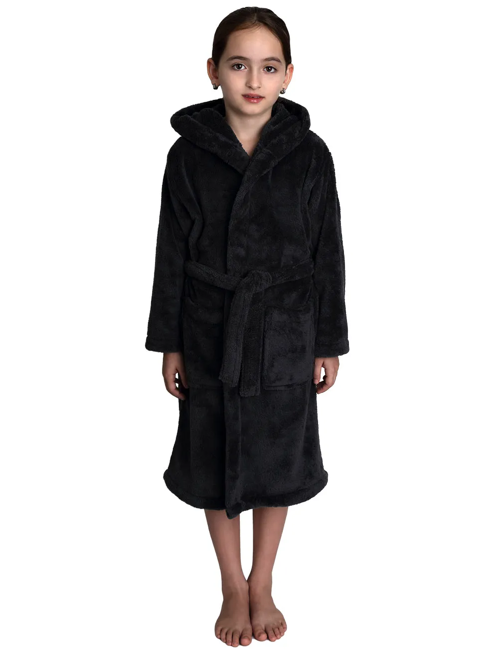 TowelSelections Girls Robe, Kids Soft Plush Hooded Fleece Bathrobe