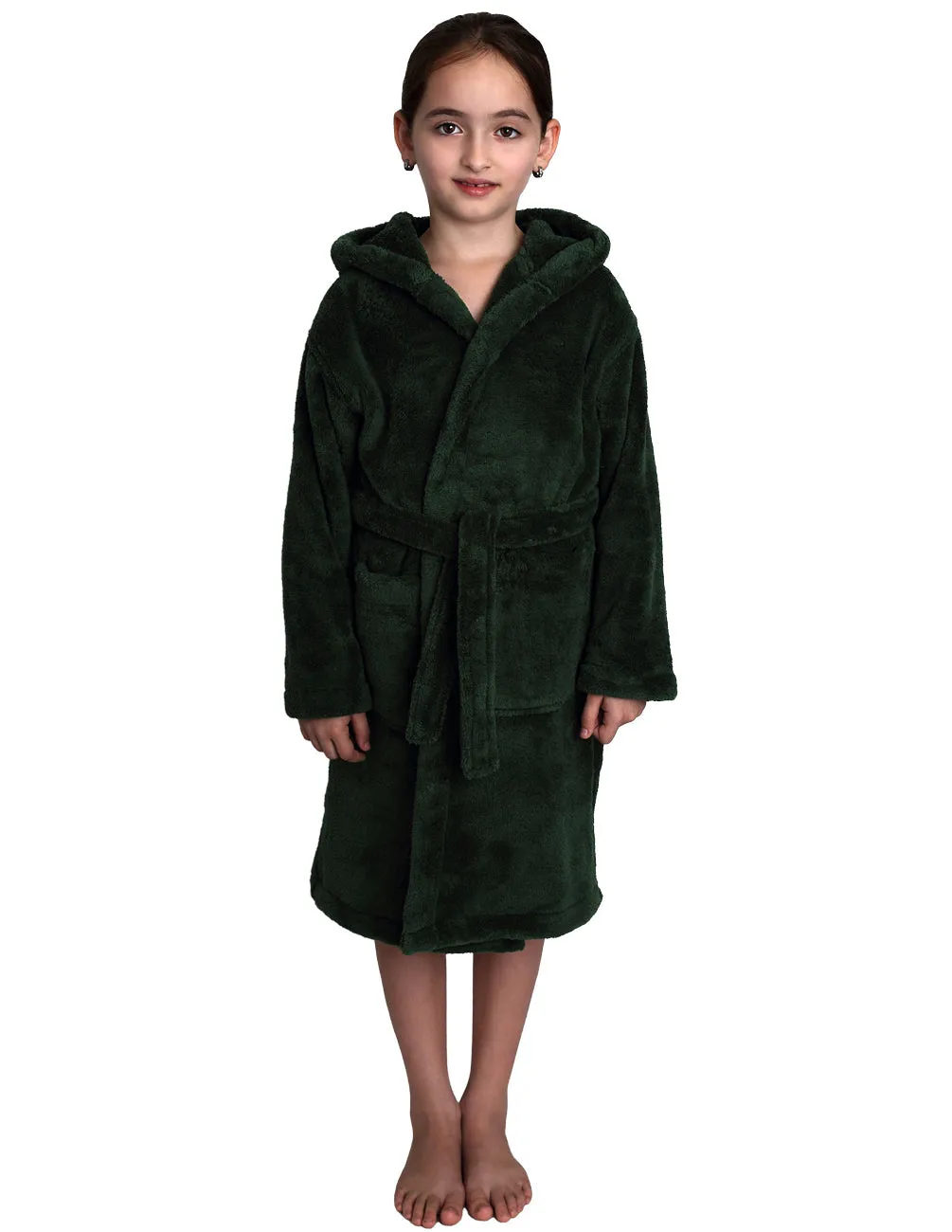 TowelSelections Girls Robe, Kids Soft Plush Hooded Fleece Bathrobe
