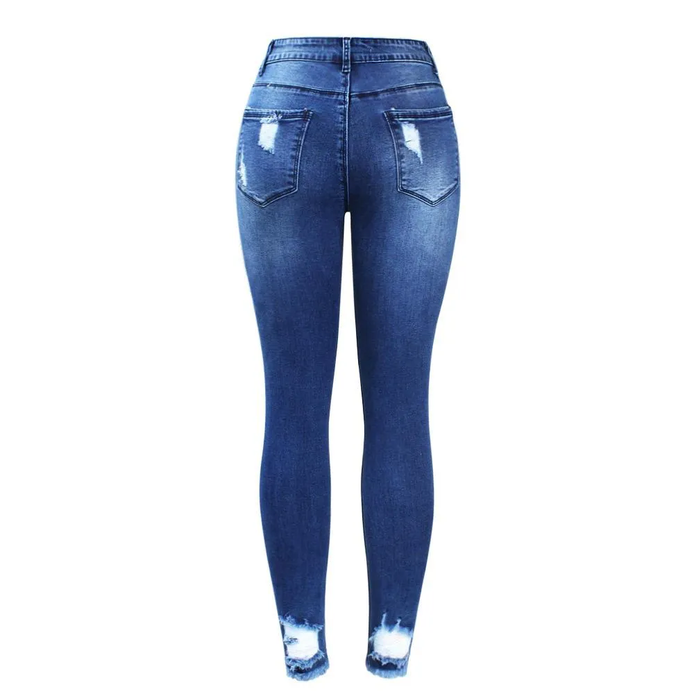 Ultra Stretchy Tassel Ripped Jeans Woman Denim Pants Trouser For Women