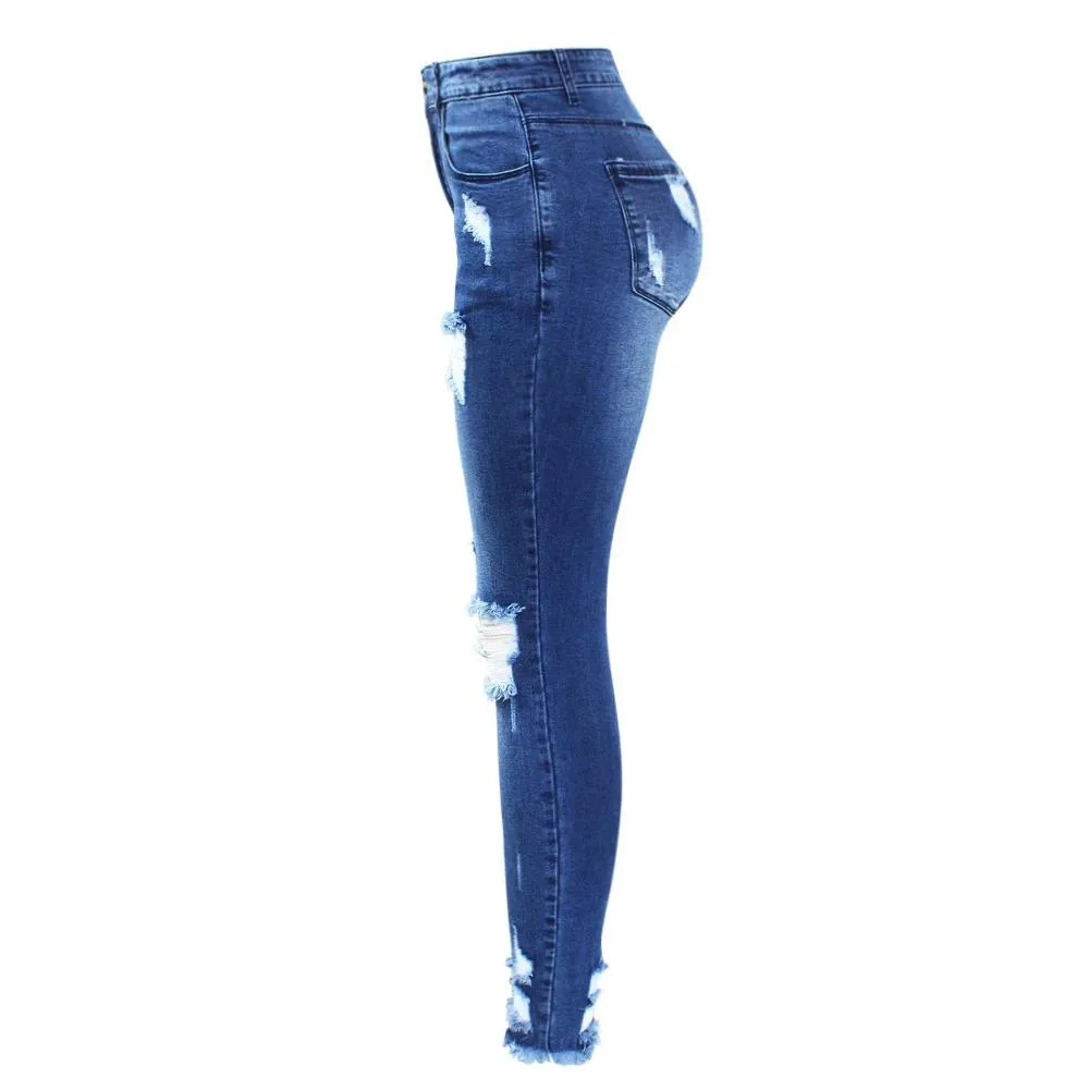 Ultra Stretchy Tassel Ripped Jeans Woman Denim Pants Trouser For Women