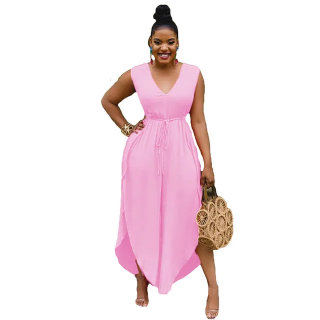 V Neck Wide Leg Jumpsuit