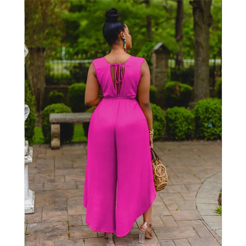 V Neck Wide Leg Jumpsuit