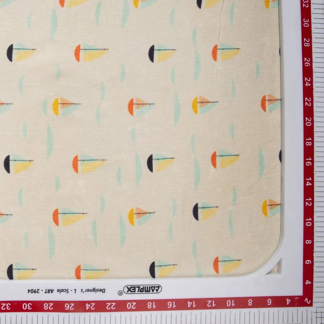 White Print Chiffon Fabric