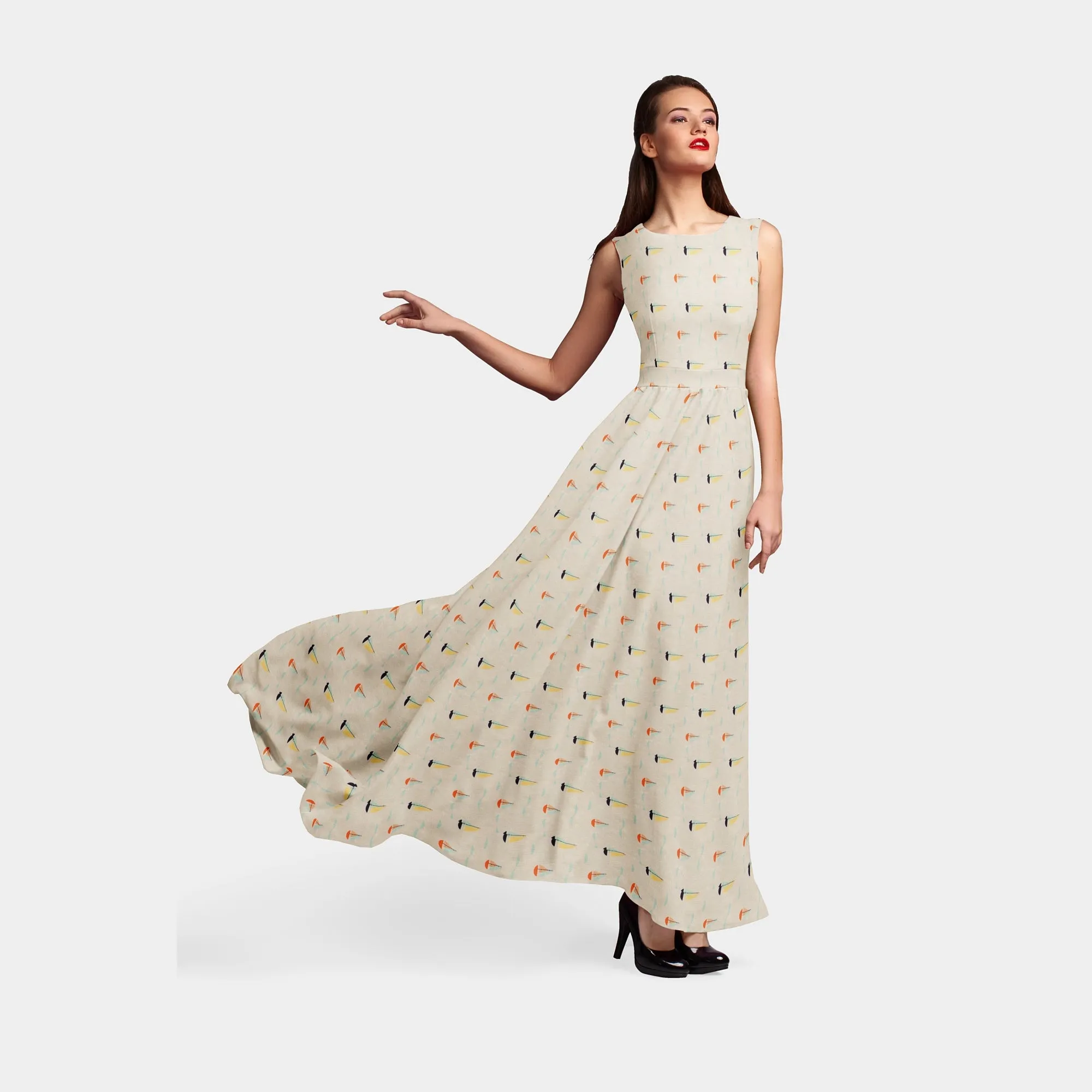 White Print Chiffon Fabric