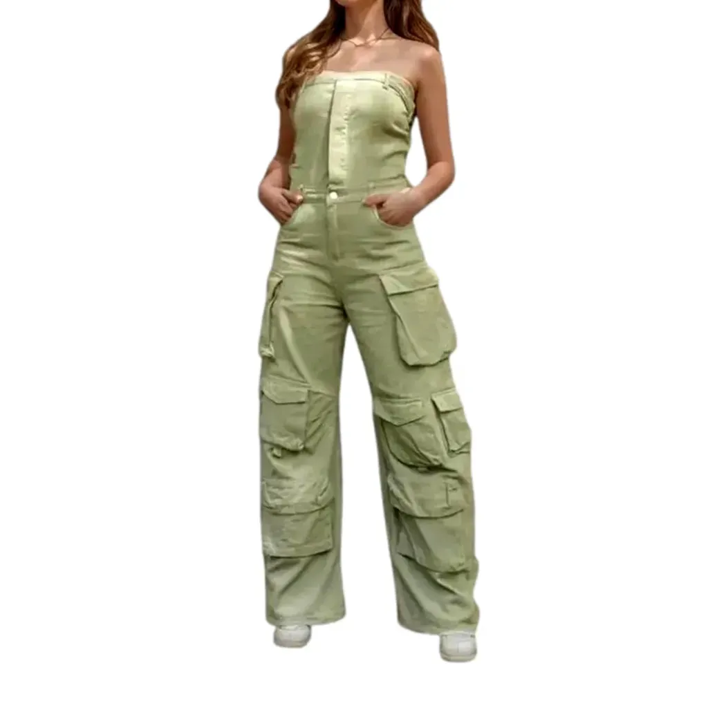 Wide fit stylish women's jean jumpsuit