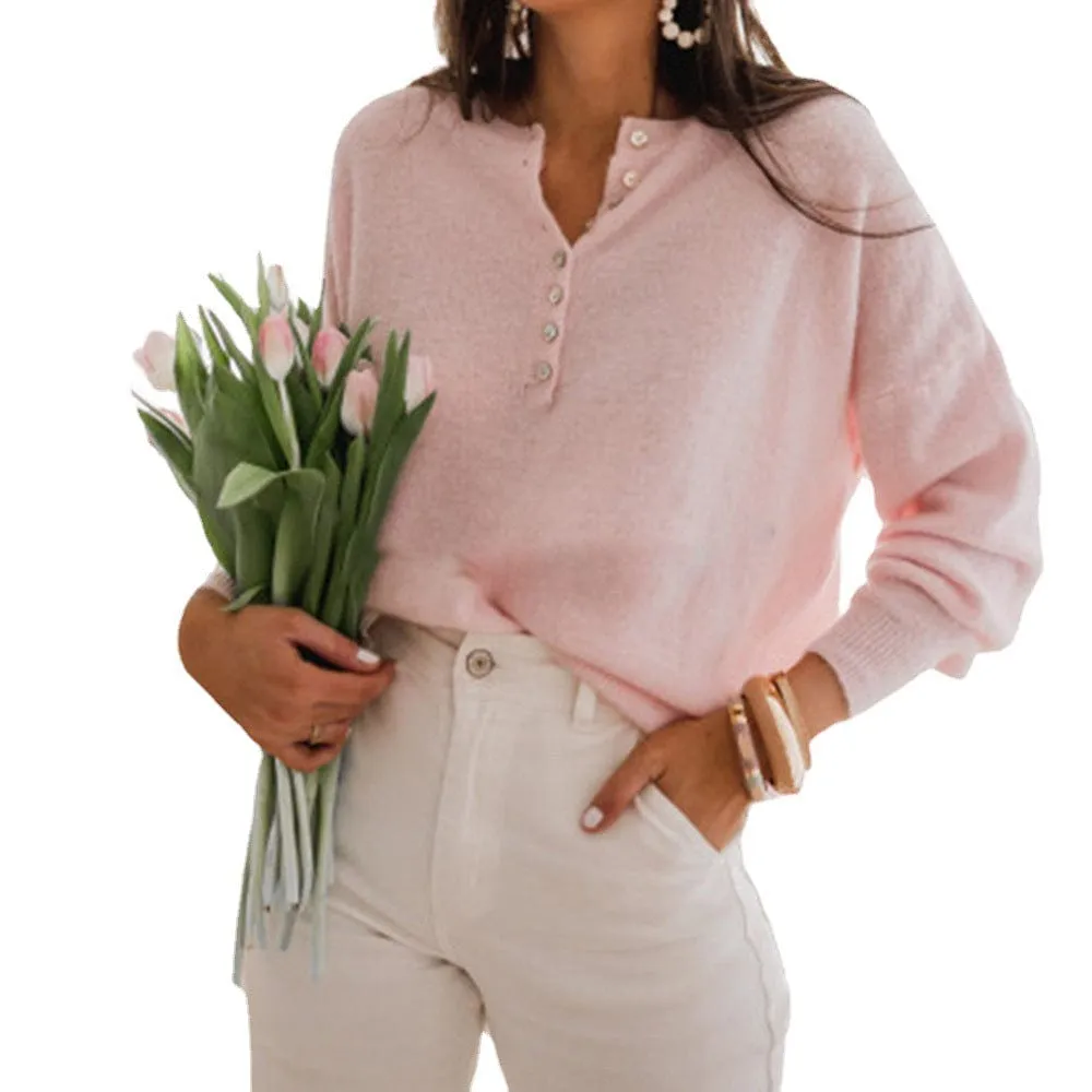 Women Single Breasted Knit Cardigan Casual Solid Loose O neck Lantern Sleeve Tops 2021 Autumn Winter Streetwear Sweater Cardigan