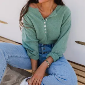 Women Single Breasted Knit Cardigan Casual Solid Loose O neck Lantern Sleeve Tops 2021 Autumn Winter Streetwear Sweater Cardigan