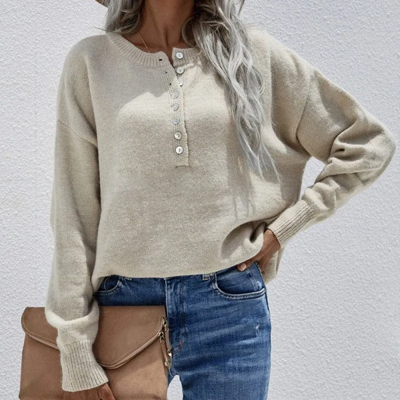 Women Single Breasted Knit Cardigan Casual Solid Loose O neck Lantern Sleeve Tops 2021 Autumn Winter Streetwear Sweater Cardigan