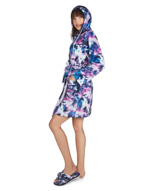 Women's Stardust Galaxy Tie Dye Plush Hooded Robe
